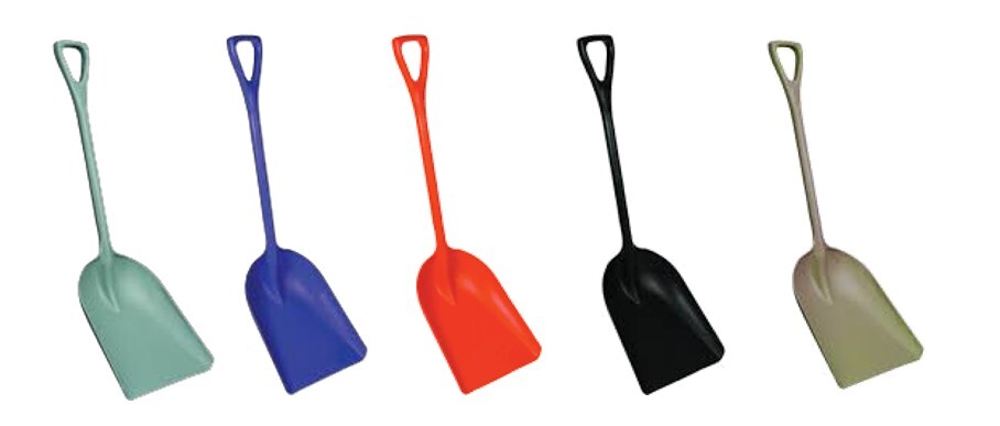 Color-coded food shovel options for food processing facilities