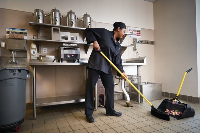 Heavy-duty brooms for food processing floors