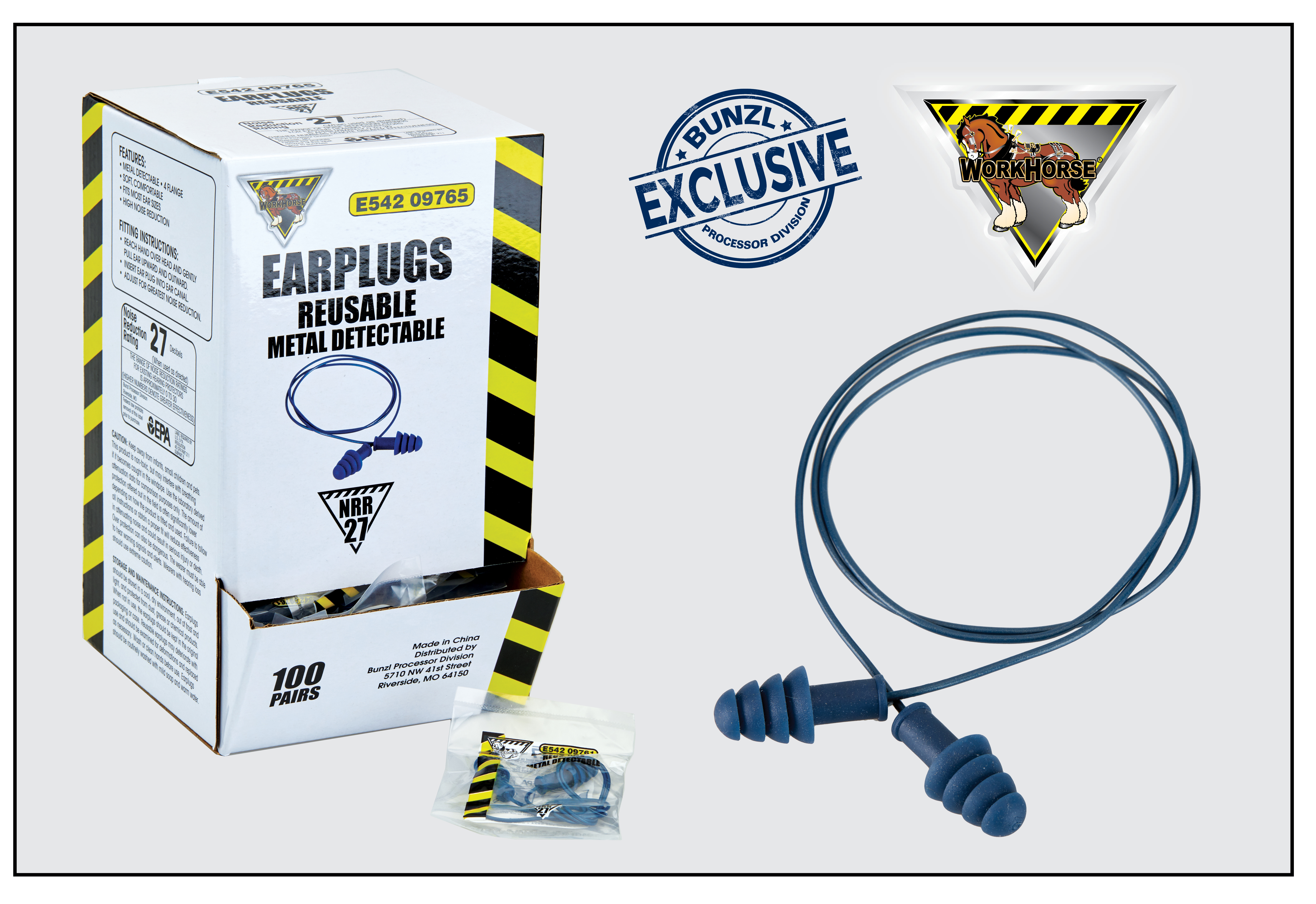 Metal detectable earplugs for food processing safety and contamination prevention